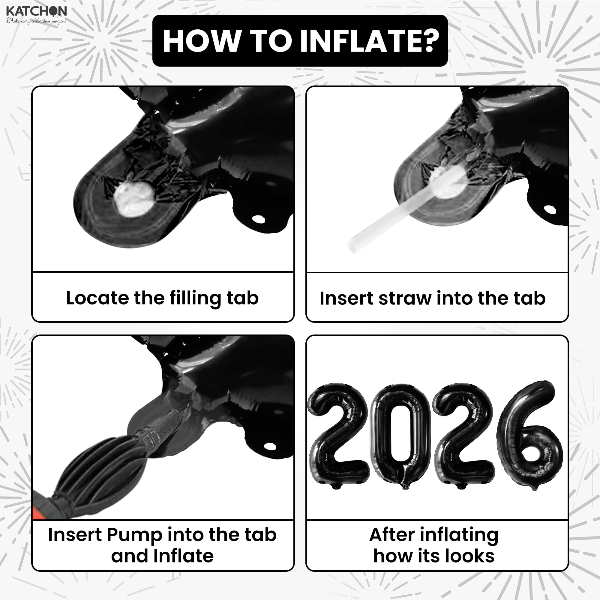 KatchOn 2026 backdrop balloons set up for stylish New Year decor.