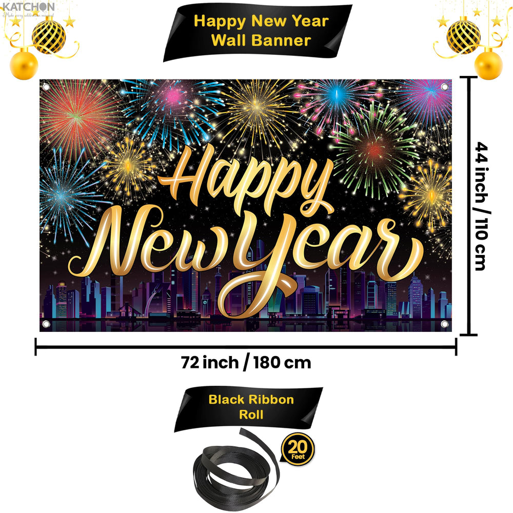 KatchOn 28-inch Happy New Year balloon adds dramatic color to the setup