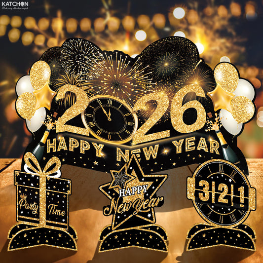 KatchOn 3D honeycomb centerpiece in gold and black adds NYE flair