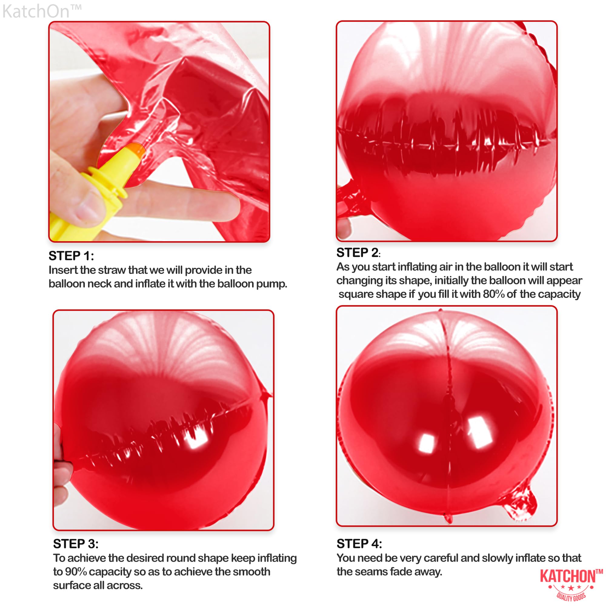 KatchOn 4D sphere red balloon with mirror finish for celebrations