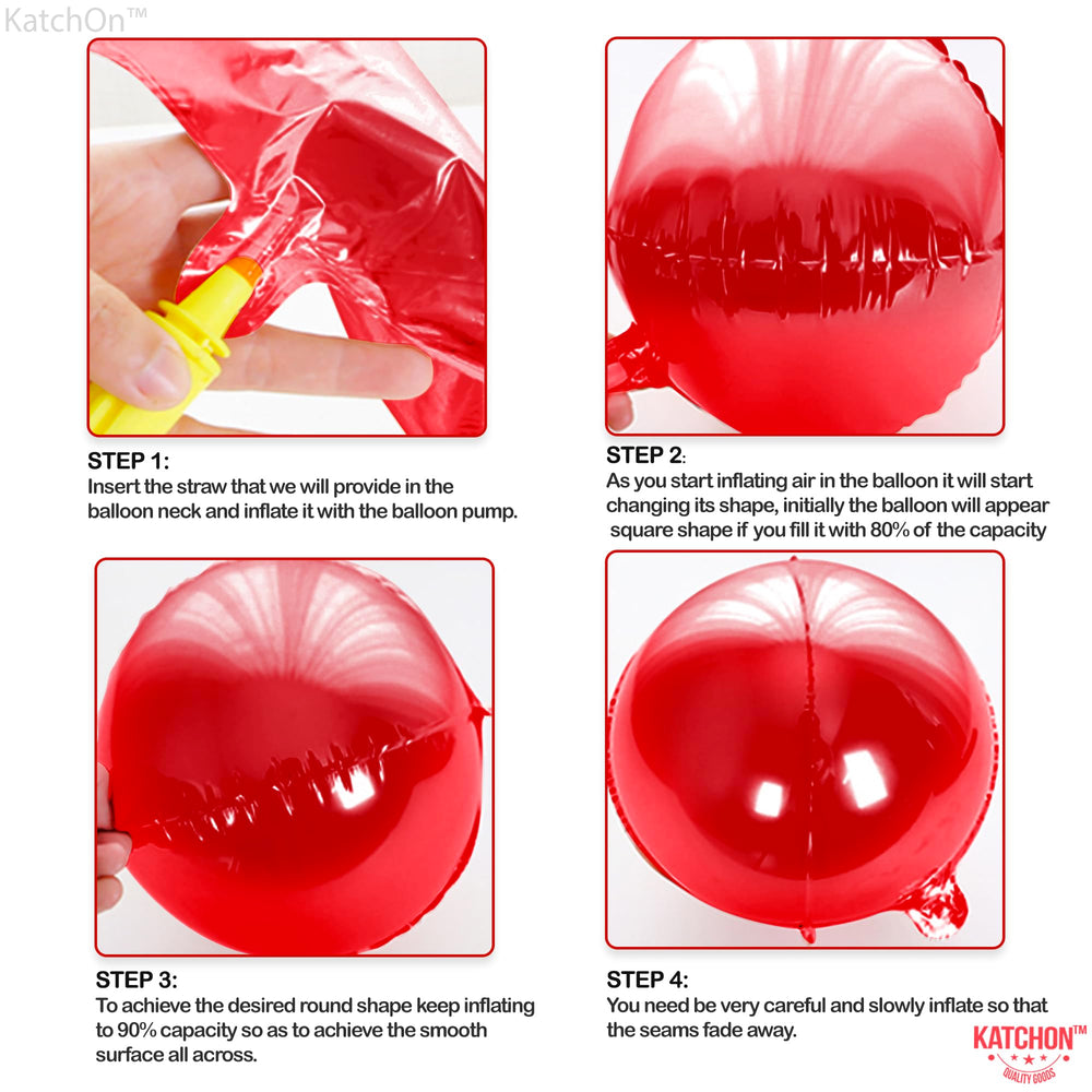 KatchOn 4D sphere red balloon with mirror finish for celebrations