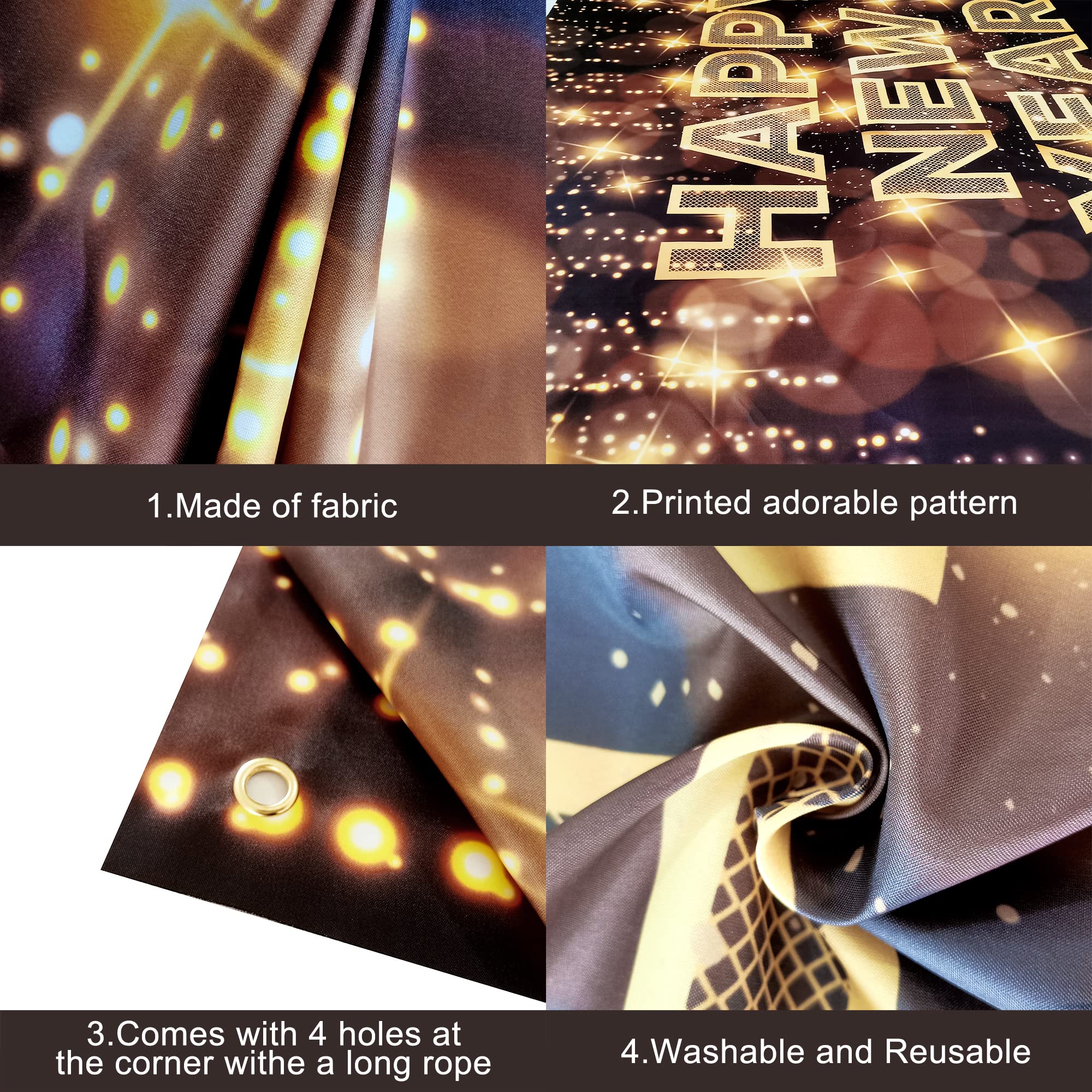 KatchOn large black and gold New Year backdrop for photo-worthy scenes