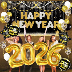 KatchOn black balloons create bold contrast for a chic New Year's Eve look.