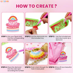 KatchOn Diamond Art Kids keychain rainbow design ready for colorful projects
