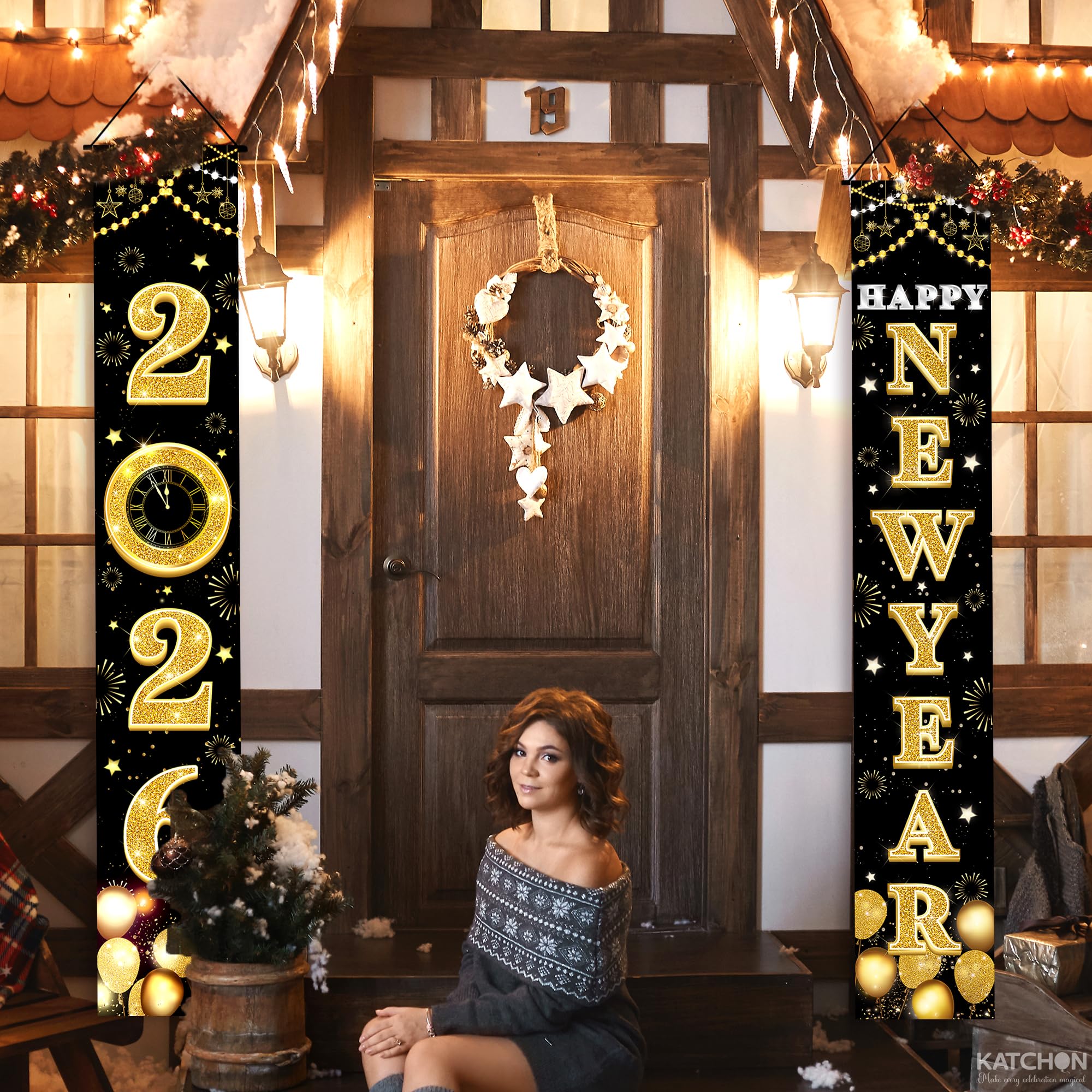 KatchOn door banner 2026 New Year decor welcomes guests with style.