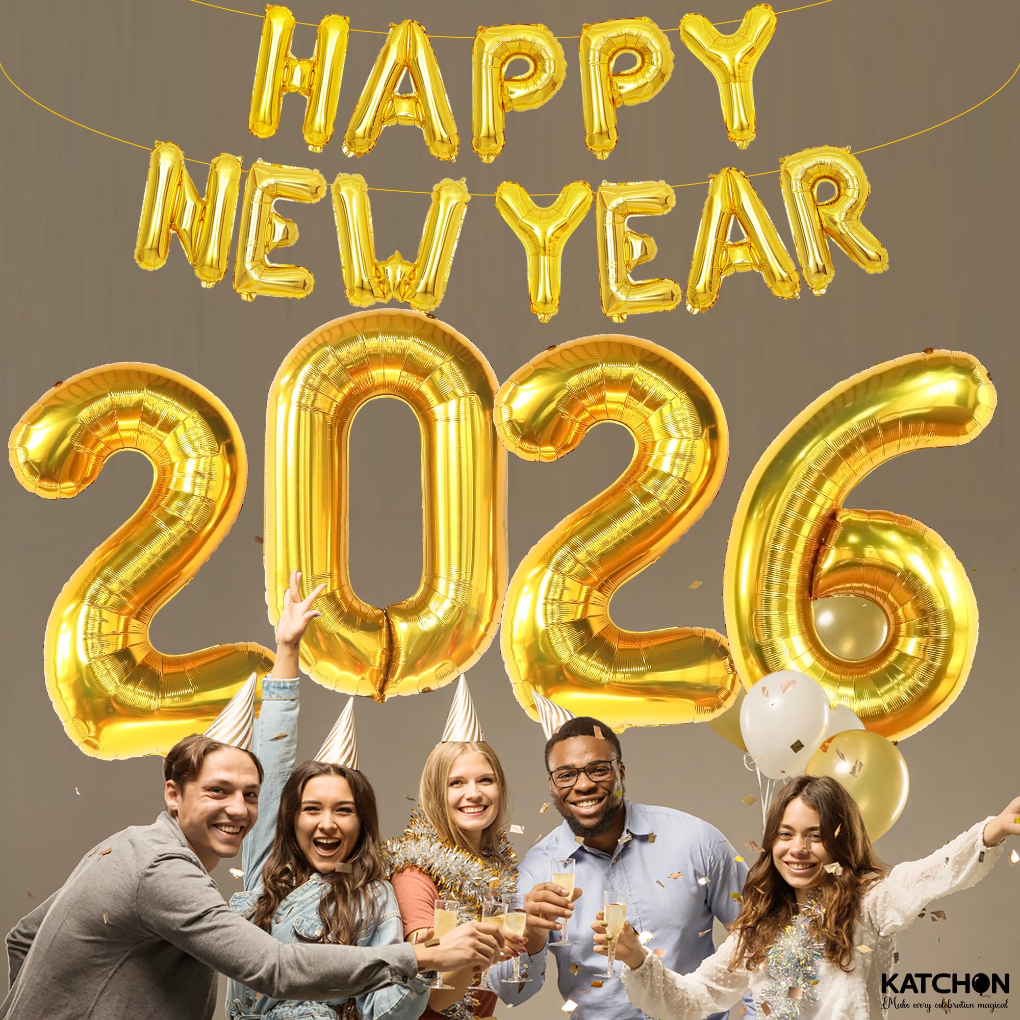KatchOn durable gold foil balloons, close-up of premium material