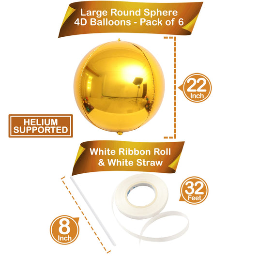 KatchOn gold foil balloons 22-inch six-pack with premium shine for celebrations.