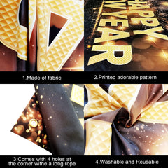 KatchOn gold-foil text banner adds a premium look to NYE decor.