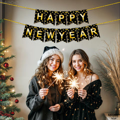KatchOn gold-foil NYE banner enhances entryways with shimmer.