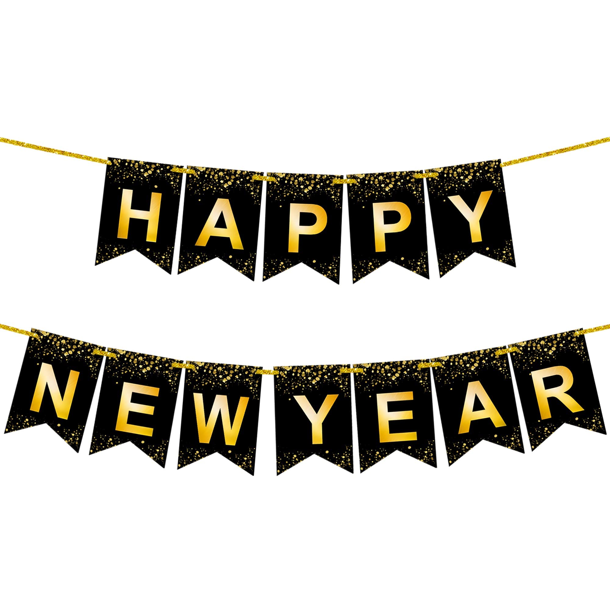 KatchOn Gold Happy New Year Banner 2026 - 10ft Pre-Strung NYE Backdrop ...