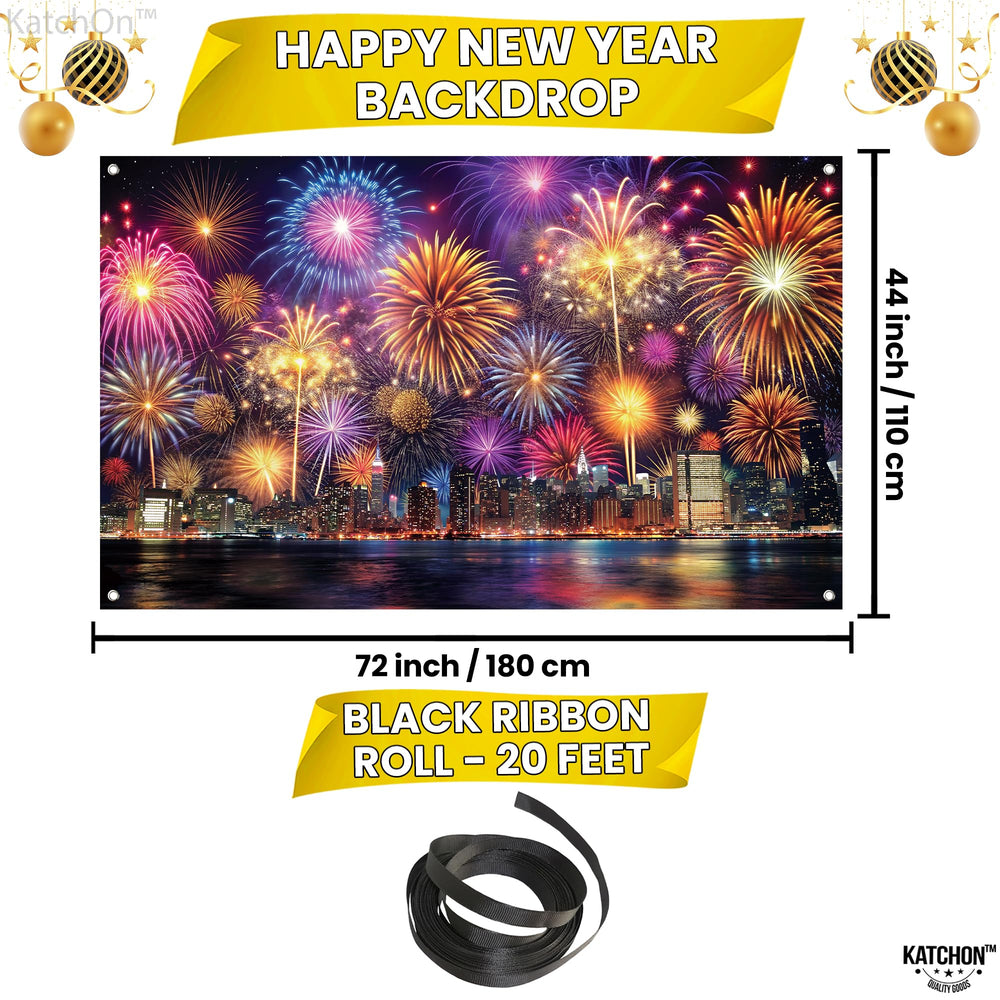 KatchOn Happy New Year 2026 banner, reusable fabric for indoor or outdoor use.