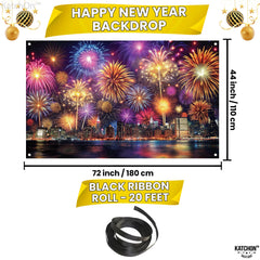 KatchOn Happy New Year 2026 banner, reusable fabric for indoor or outdoor use.