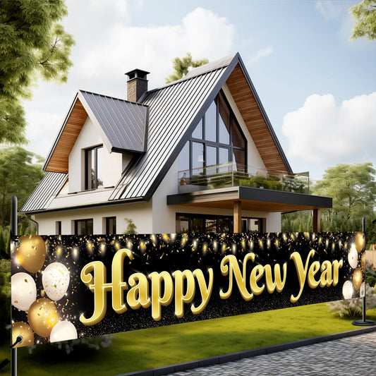 KatchOn happy new year banner 120x20 inches for outdoor celebrations.