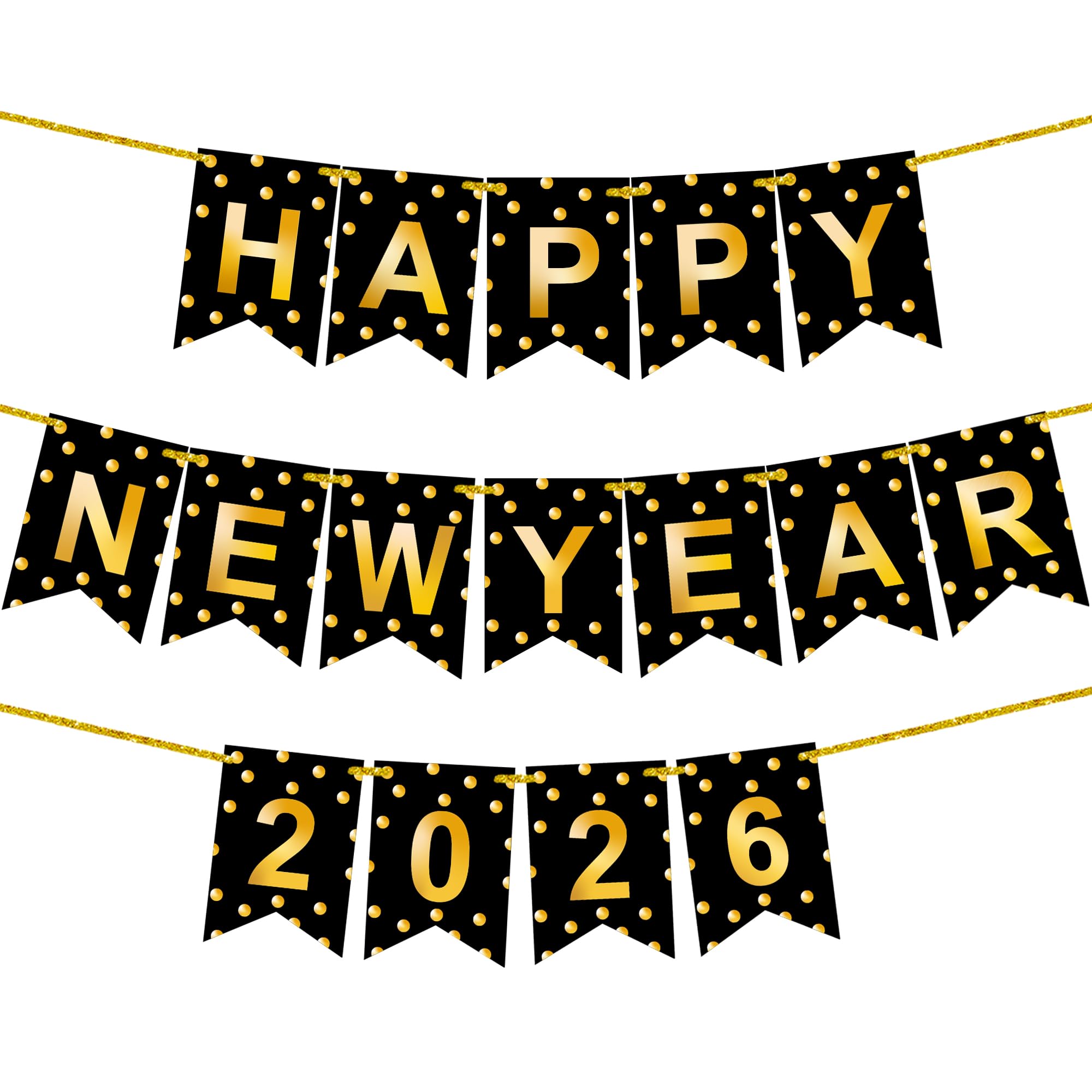 KatchOn Happy New Year Banner 2026, 10-feet display creates a dramatic NYE backdrop.