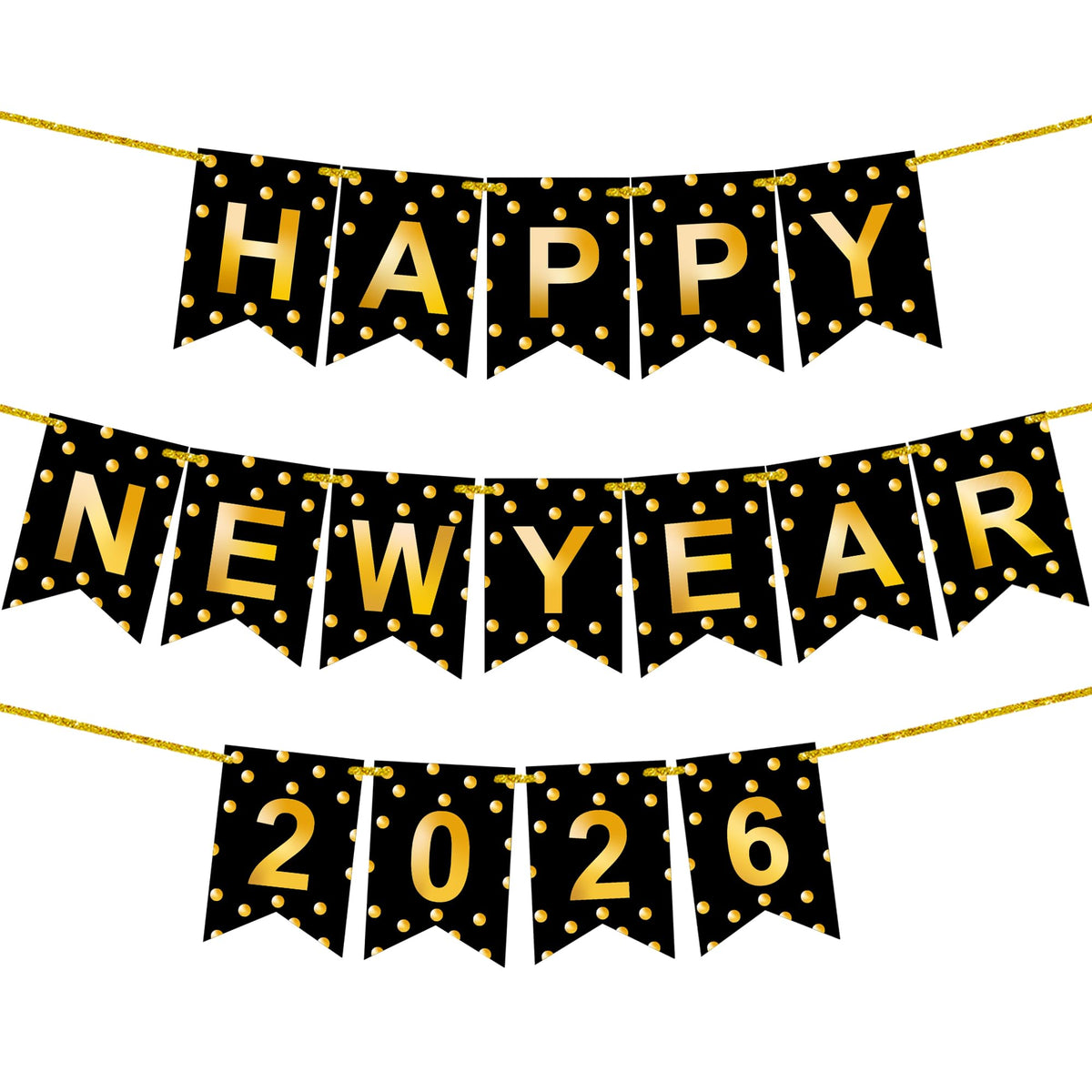 KatchOn Happy New Year Banner 2026, 10-feet display creates a dramatic NYE backdrop.