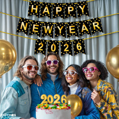 KatchOn 2026 door banner delivers inviting NYE welcome.