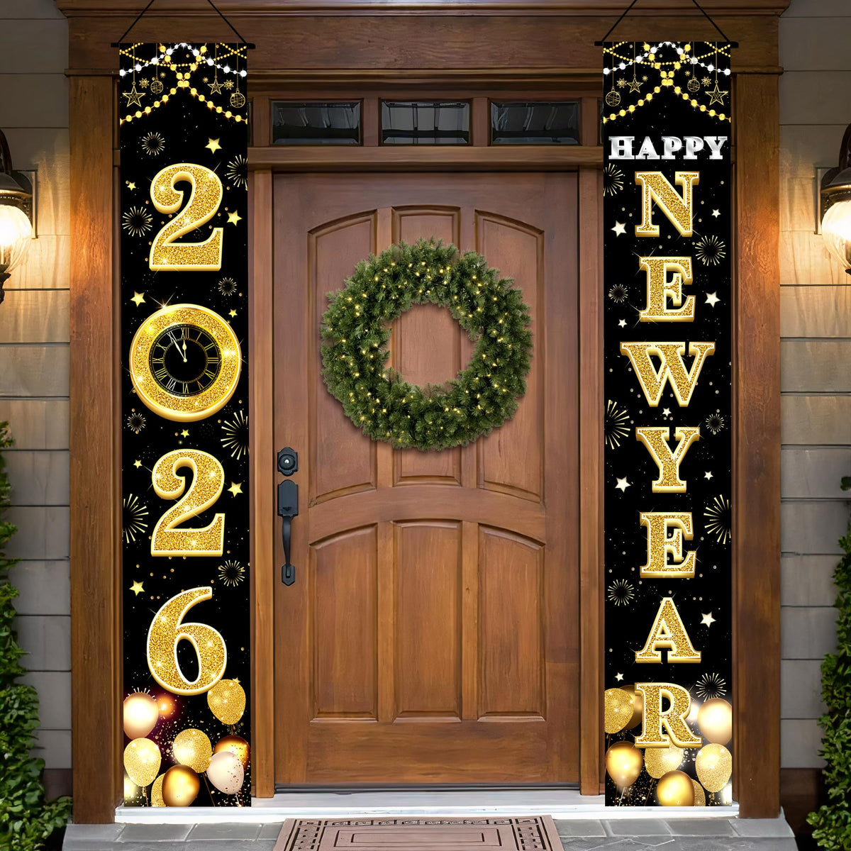 KatchOn Happy New Year banner 72x12 for doorway display that wows guests.