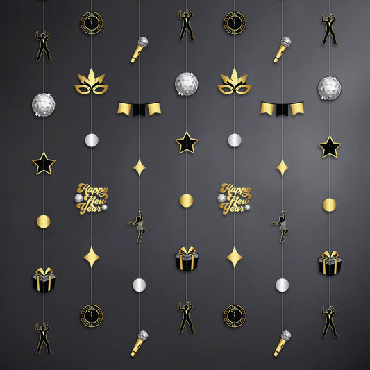 KatchOn Happy New Year Garland 9-pack pre-strung for quick, elegant setup