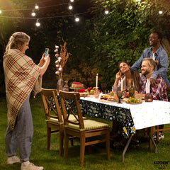KatchOn Happy New Year tablecloth, elegant NYE decor adds stylish contrast to celebrations.