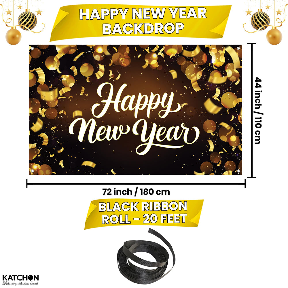 KatchOn Happy New Year Banner 2026 close-up sparkle highlights gold accents