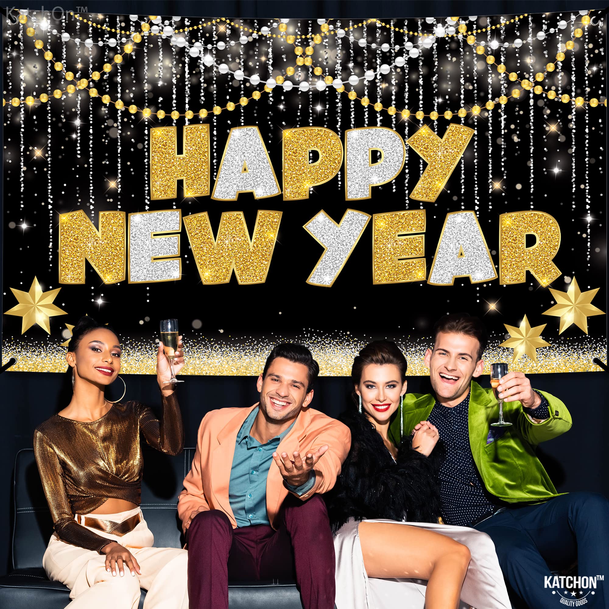 KatchOn large party backdrop creates a focal point for NYE celebrations.