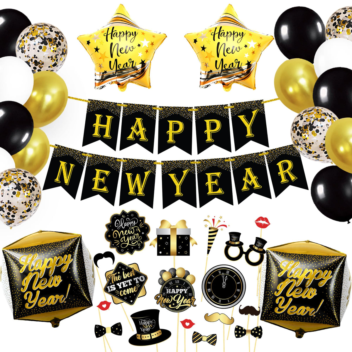 KatchOn 10ft New Year's banner adds a bold party focal point.