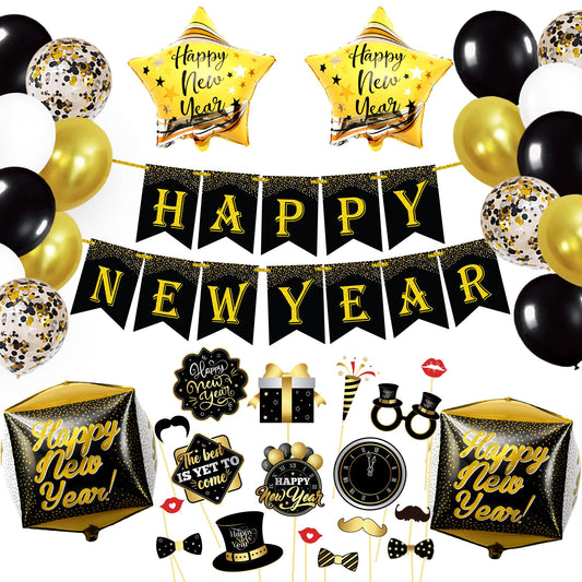 KatchOn 10ft New Year's banner adds a bold party focal point.