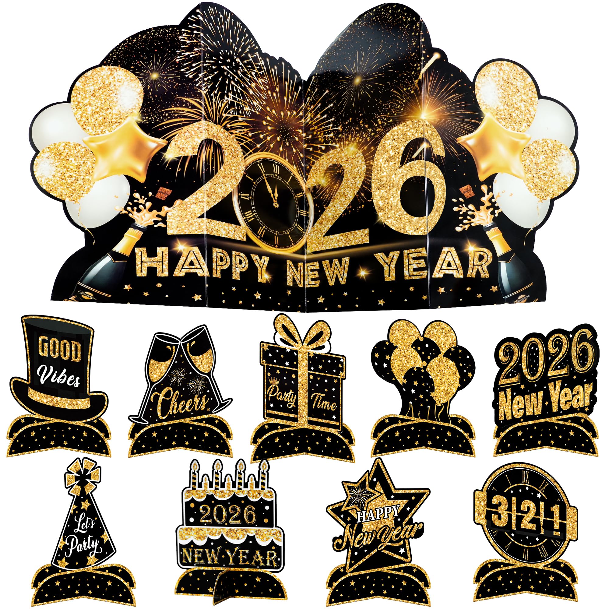 KatchOn NYE centerpiece pack with glitter honeycombs for festive table decor
