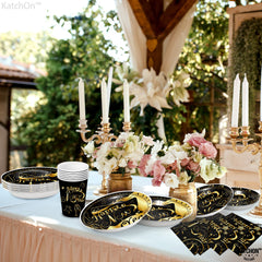 KatchOn New Years Eve dinnerware packaging shows bulk value