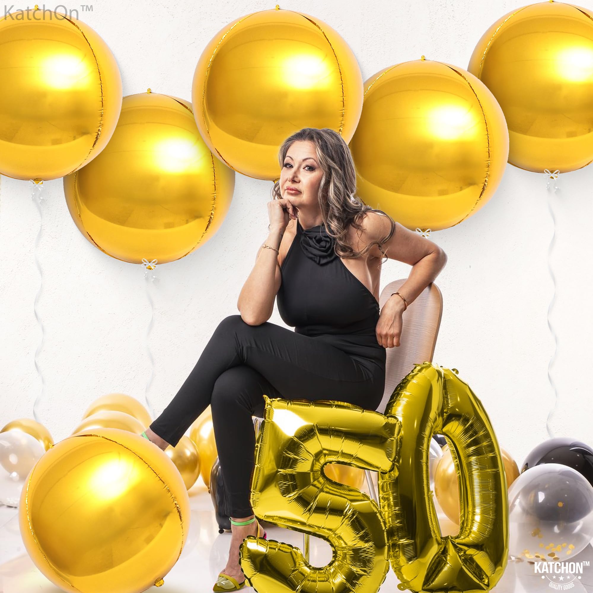 KatchOn New Years Eve gold balloons add a glamorous touch.