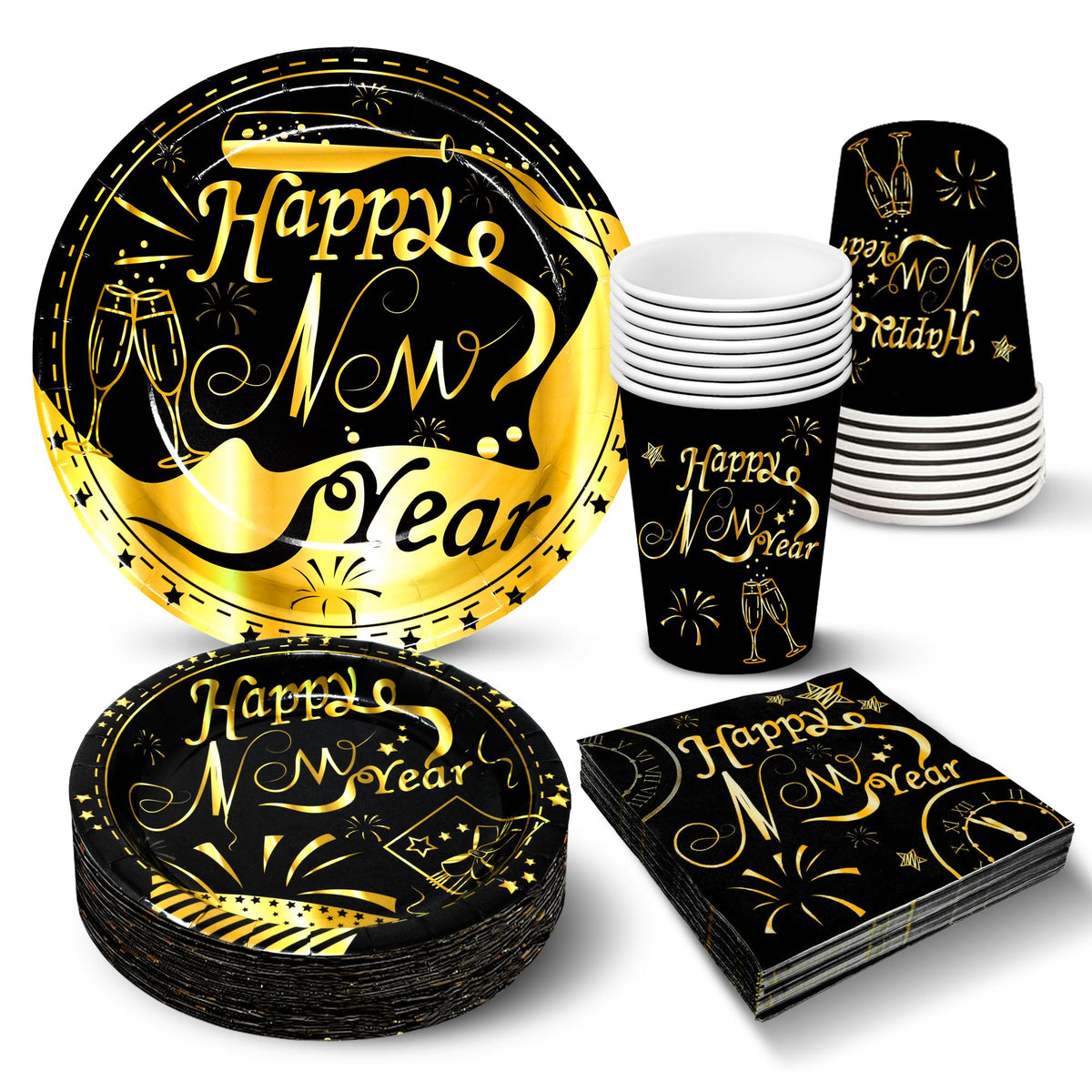 KatchOn New Years Eve plates 9-inch set for elegant dinner service