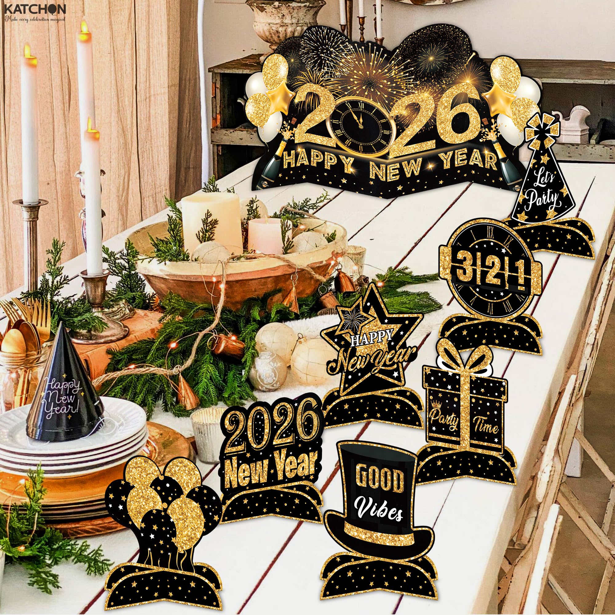 KatchOn New Year’s decorative centerpiece ready for 2026 table setup