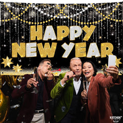 KatchOn reusable fabric NYE banner ready for indoor or outdoor use.