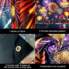 KatchOn NYC fireworks banner, dramatic backdrop for party photos.