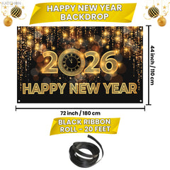 KatchOn NYE banner in black and gold for indoor or outdoor celebrations.