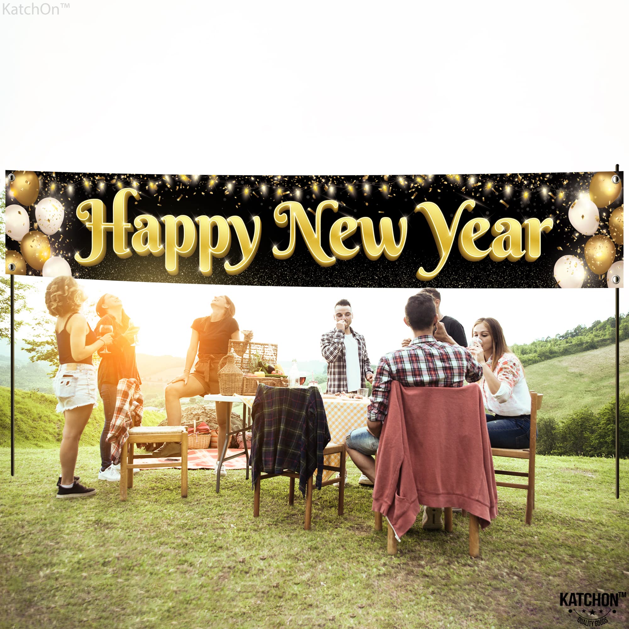 KatchOn stylish nye banner backdrop for yard decorations.