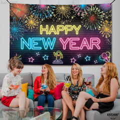 KatchOn NYE decor banner creates festive ambiance for celebrations.