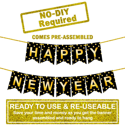 KatchOn pre-strung NYE banner offers easy, tidy setup.