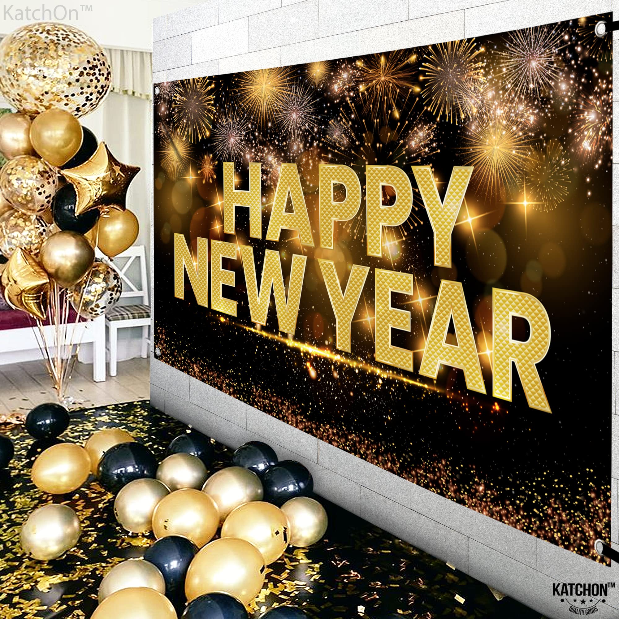 KatchOn reusable fabric NYE banner designed for multiple celebrations.