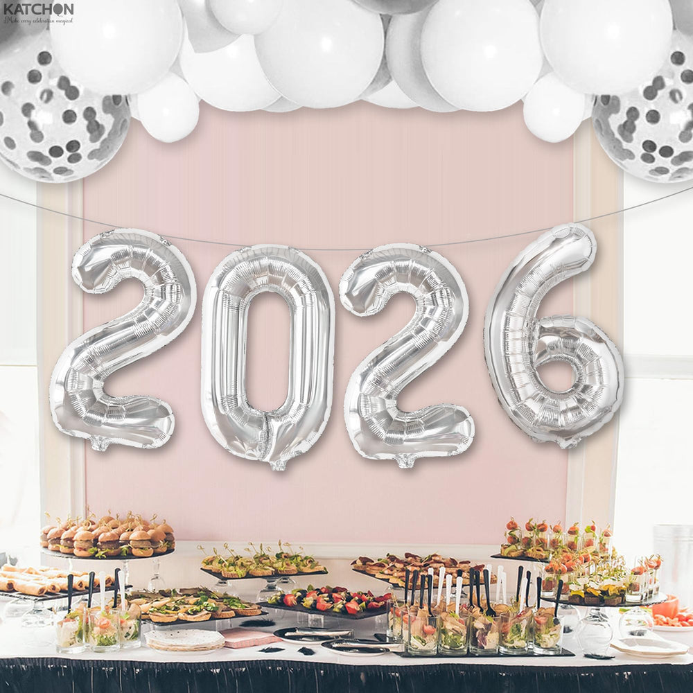 KatchOn 2026 silver balloon photo-ready centerpiece.