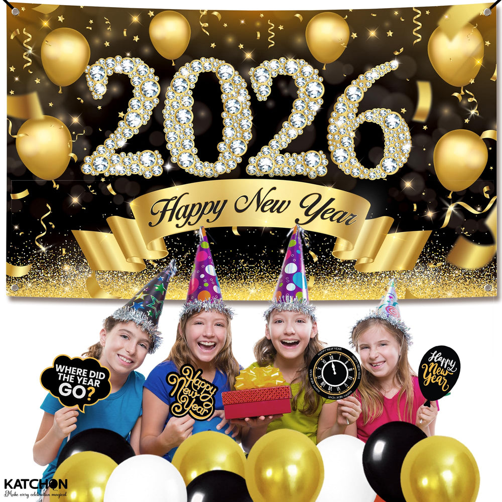 KatchOn sturdy cloth banner designed for indoor and outdoor NYE celebrations.