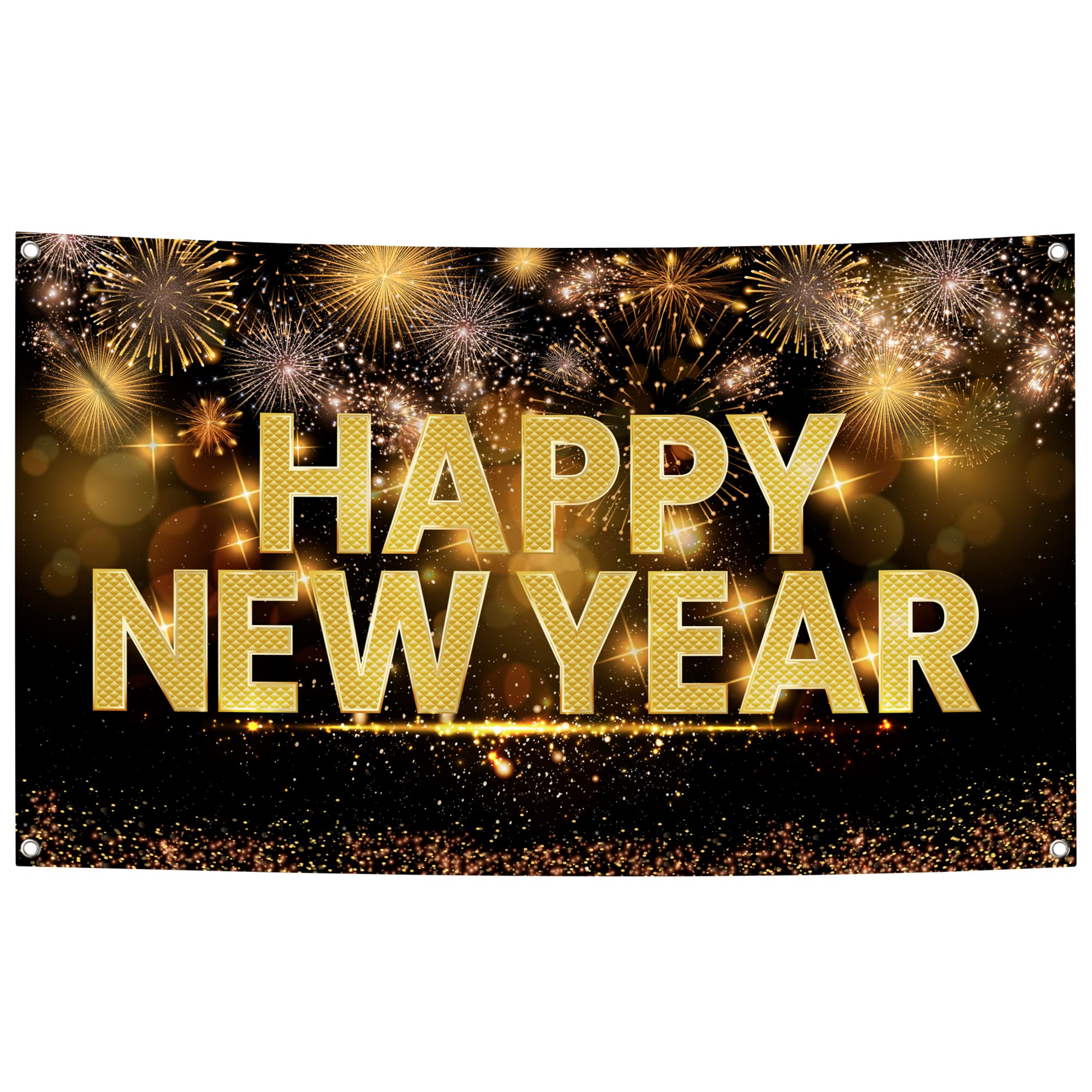 KatchOn XtraLarge Happy New Year Banner 72x44 inches for dramatic NYE backdrops.