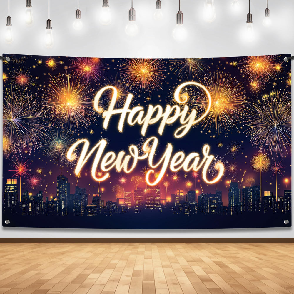 KatchOn XtraLarge banner with city view and fireworks for dramatic NYE photos.