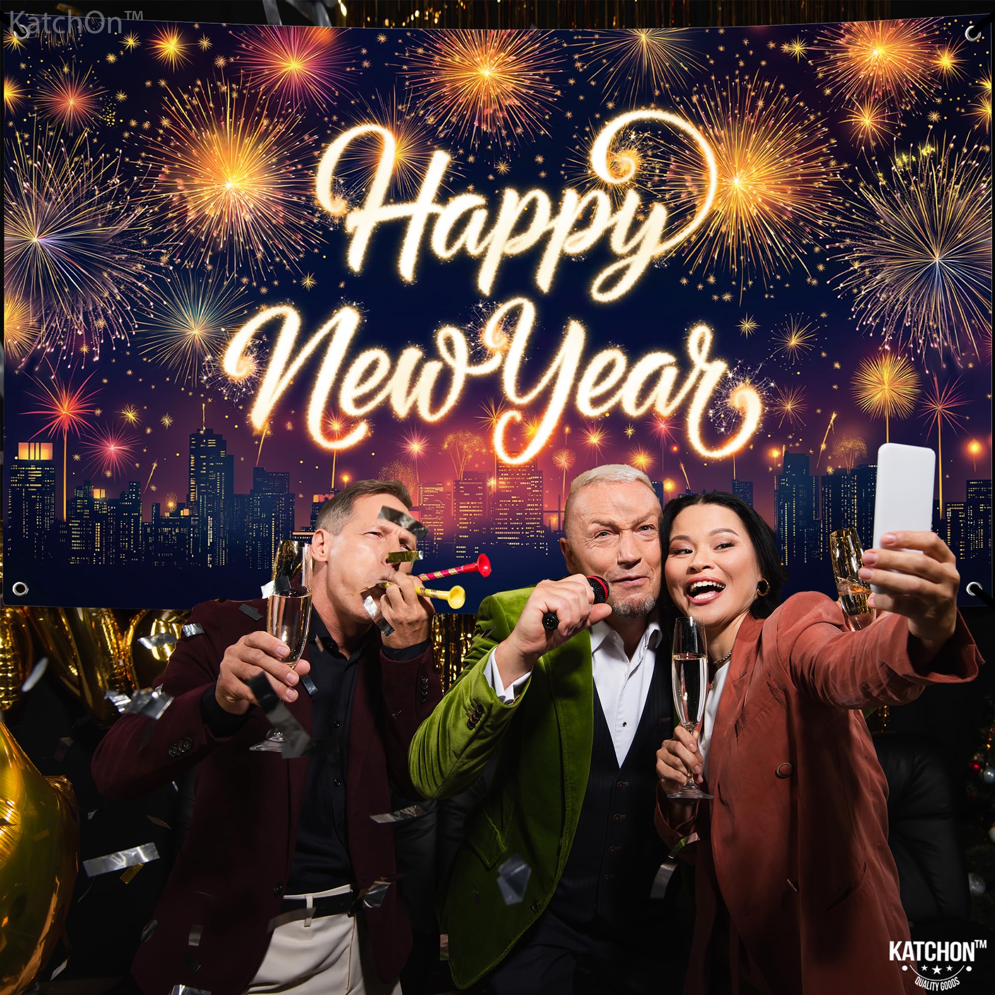 KatchOn neon glow banner enhances 2026 NYE ambience.
