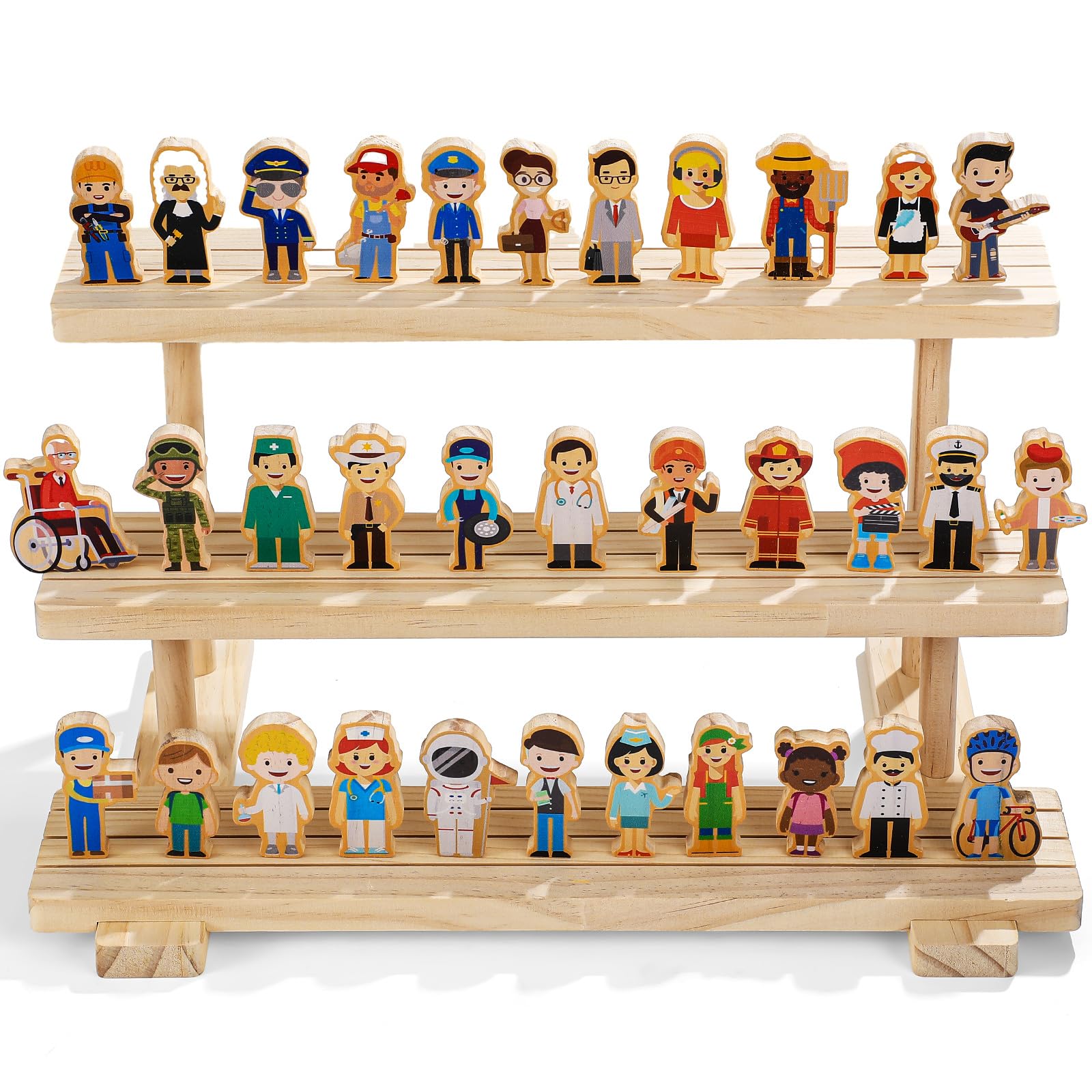 Kathfly community helpers figures closeup showcasing diverse professions for inclusive play