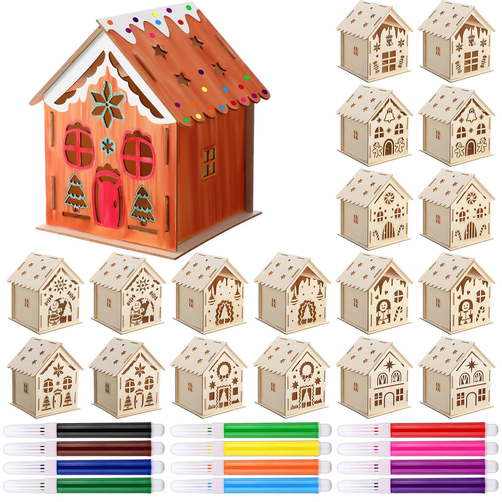 Kathfly wooden gingerbread house, unpainted, ready for painting and creative decoration.