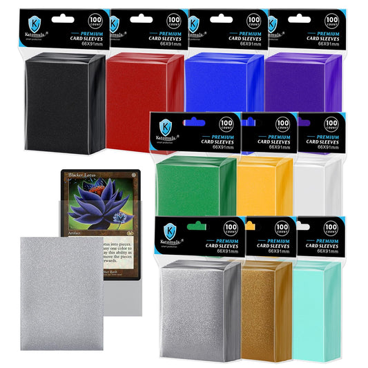 Katomula 1000ct MTG sleeves with clear front displaying card artwork