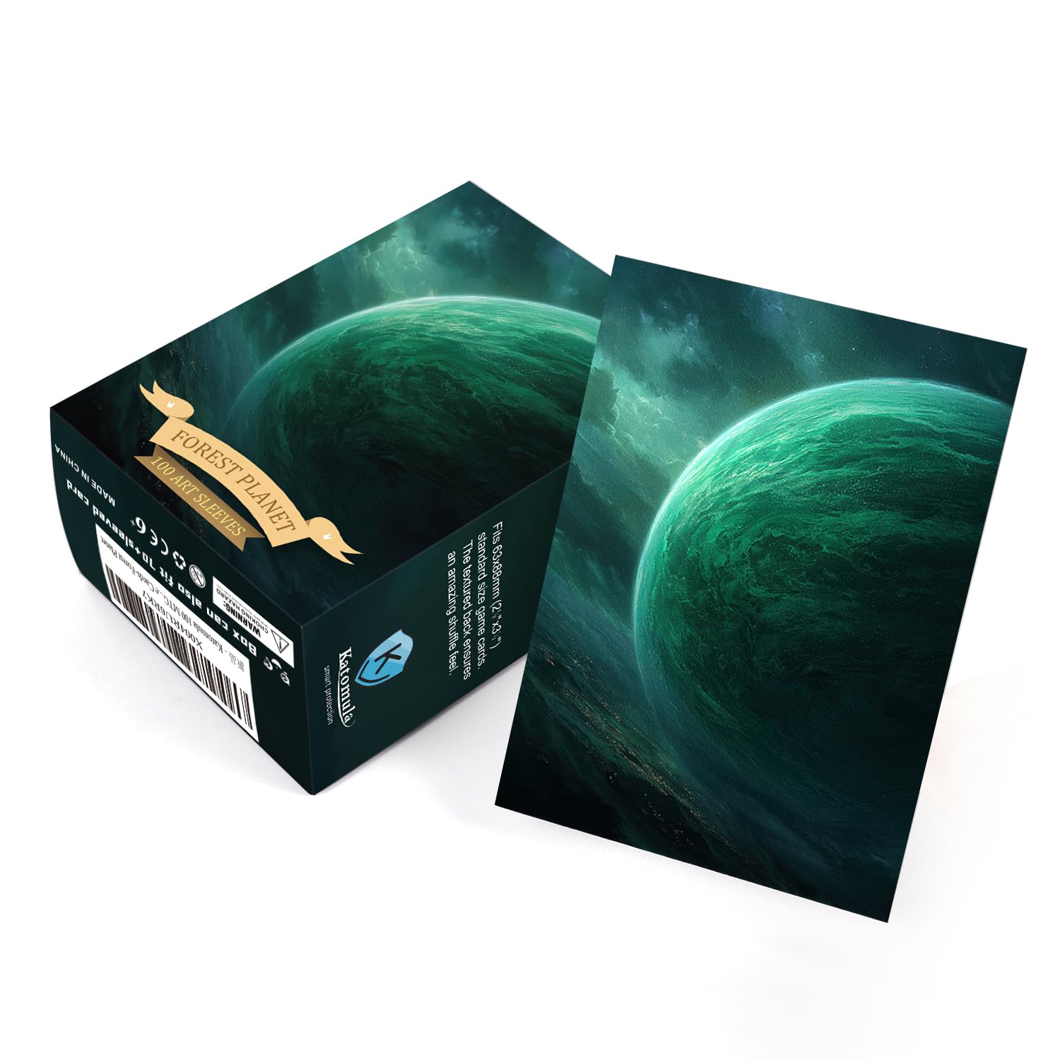 Katomula protective box stores 100 sleeves or 70 sleeved cards neatly.