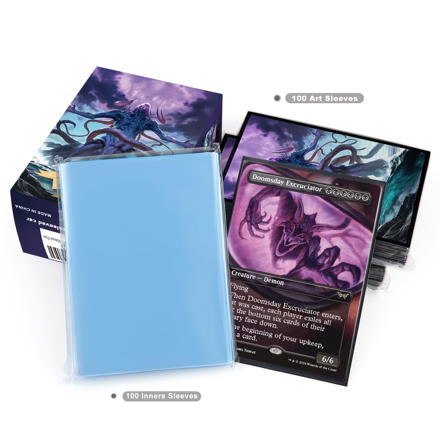 Elegant storage box keeps 100 sleeves or 70 sleeved cards organized