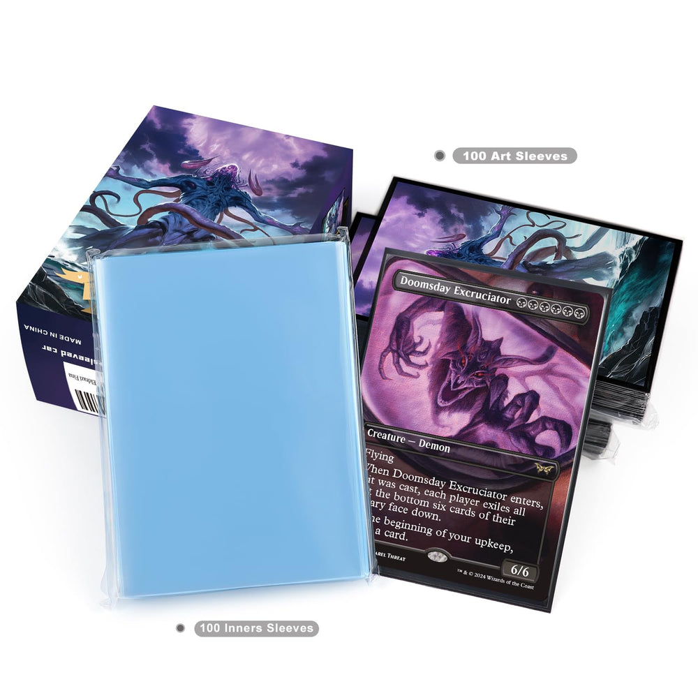 Elegant storage box keeps 100 sleeves or 70 sleeved cards organized